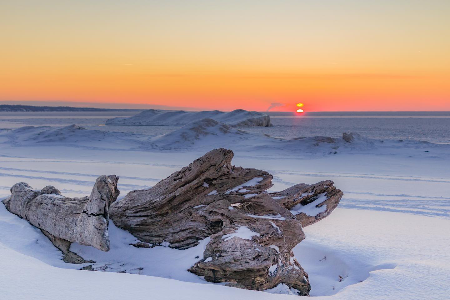 PI winter ice dunes sunset