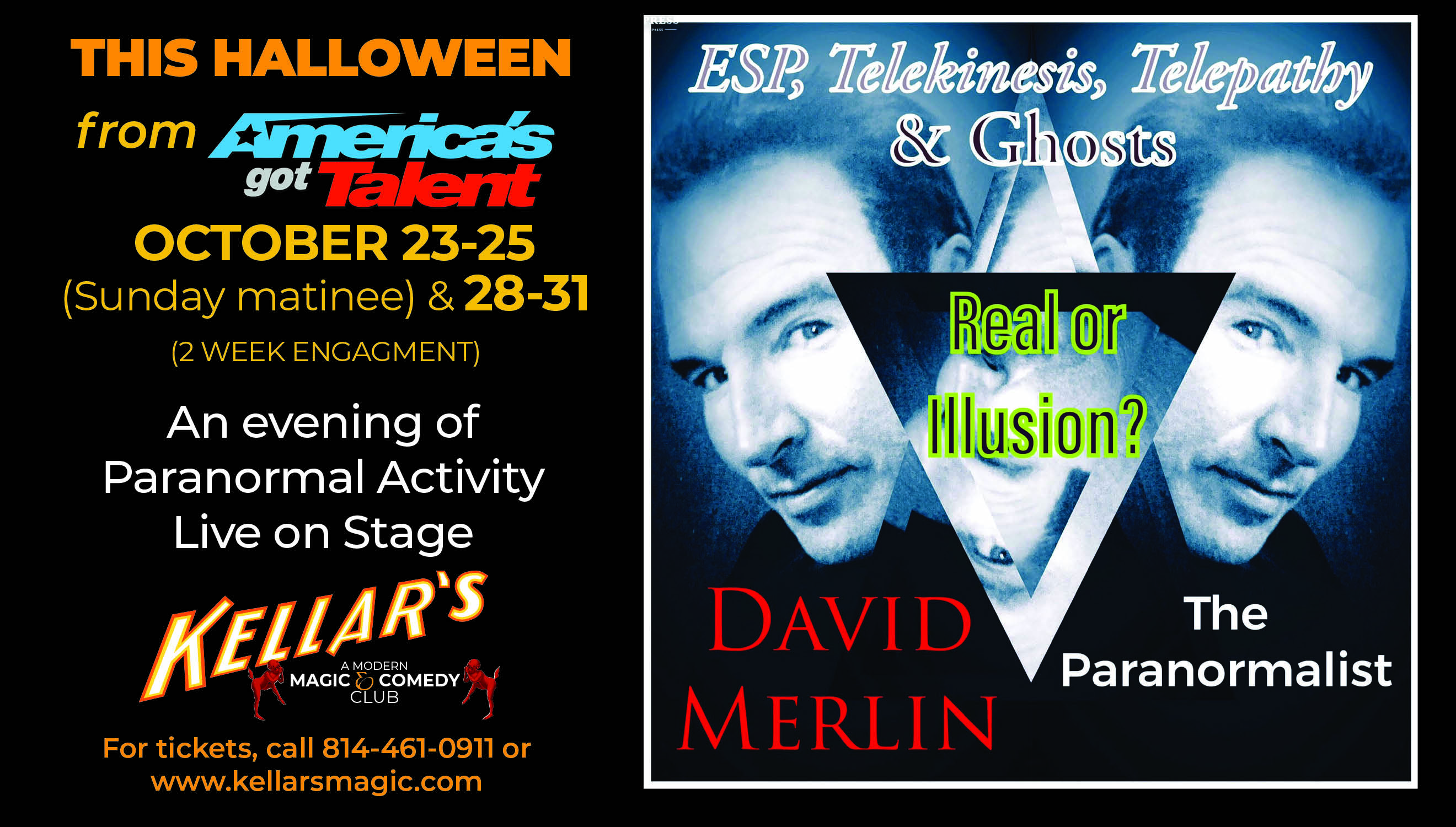 Kellar's Magic & Comedy Club presents David Merlin The Paranormalist