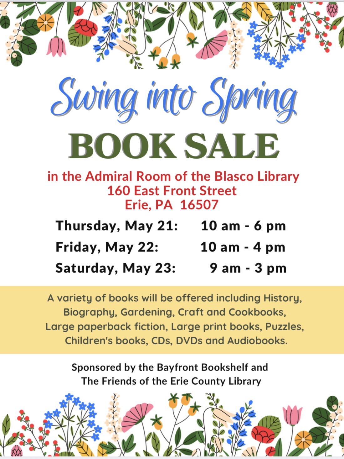 Swing into Spring Book Sale 