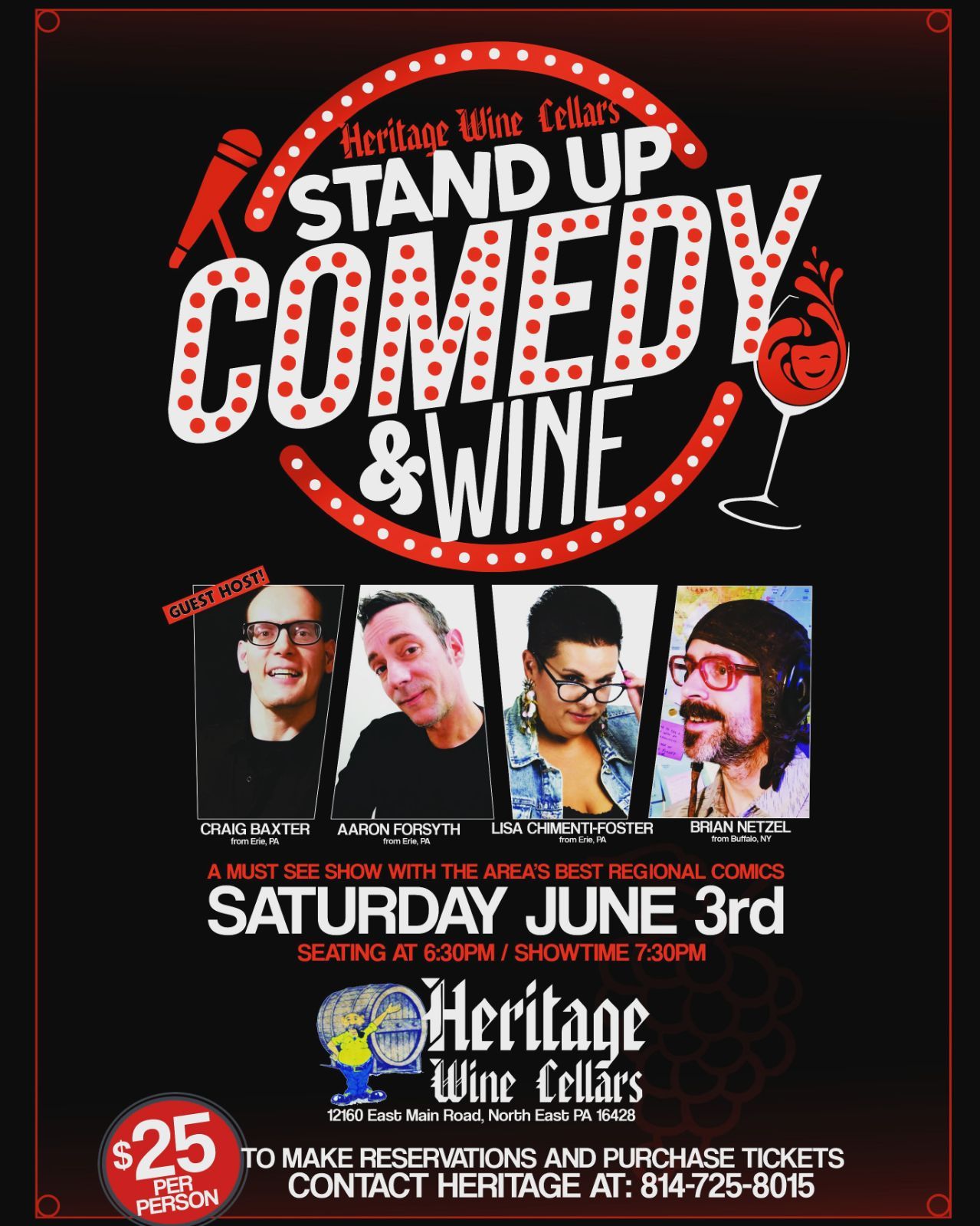 Stand Up Comedy and Wine at Heritage Wine Cellars